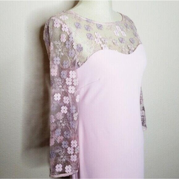 NWT Karl Lagerfeld Dress Womens Size 2 Blush Pink Floral Embroidered Gown - Picture 1 of 6